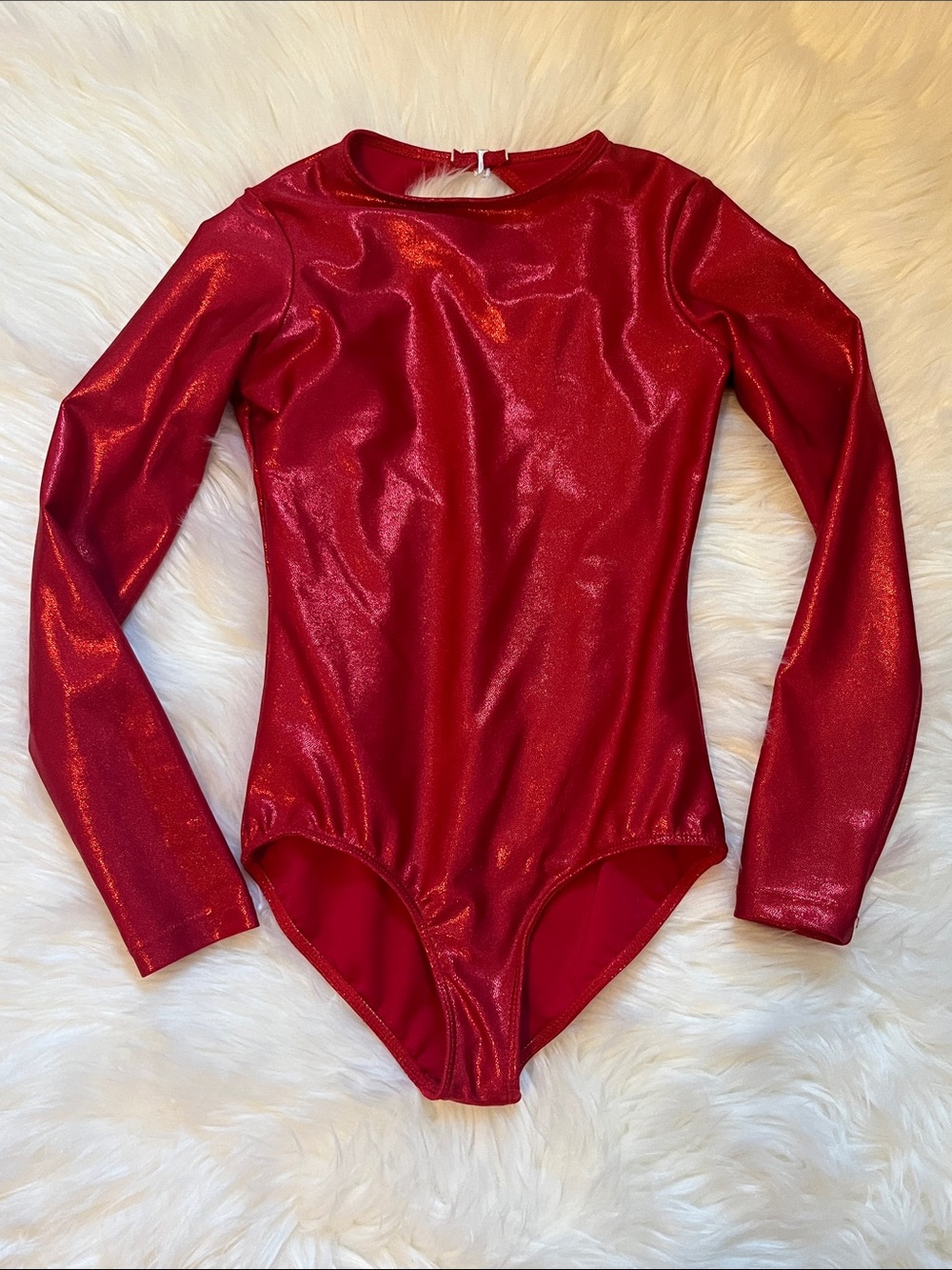 Double Platinum Red Long-Sleeve One-Piece Leotard
